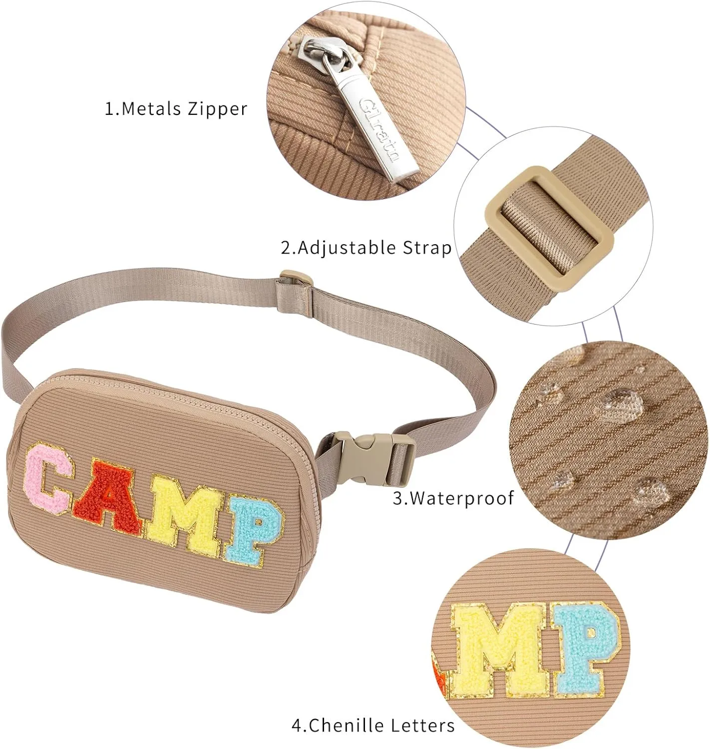Birthday Gifts for 6 7 8 9 10 11 12 13 14 15 Year Old Girls,Belt Bag Fanny Pack Crossbody Bags ，Purse for Kids,Cute Teen Trendy Stuff Travel Essentials，Letter Belt Bag For Girls (Coffee)