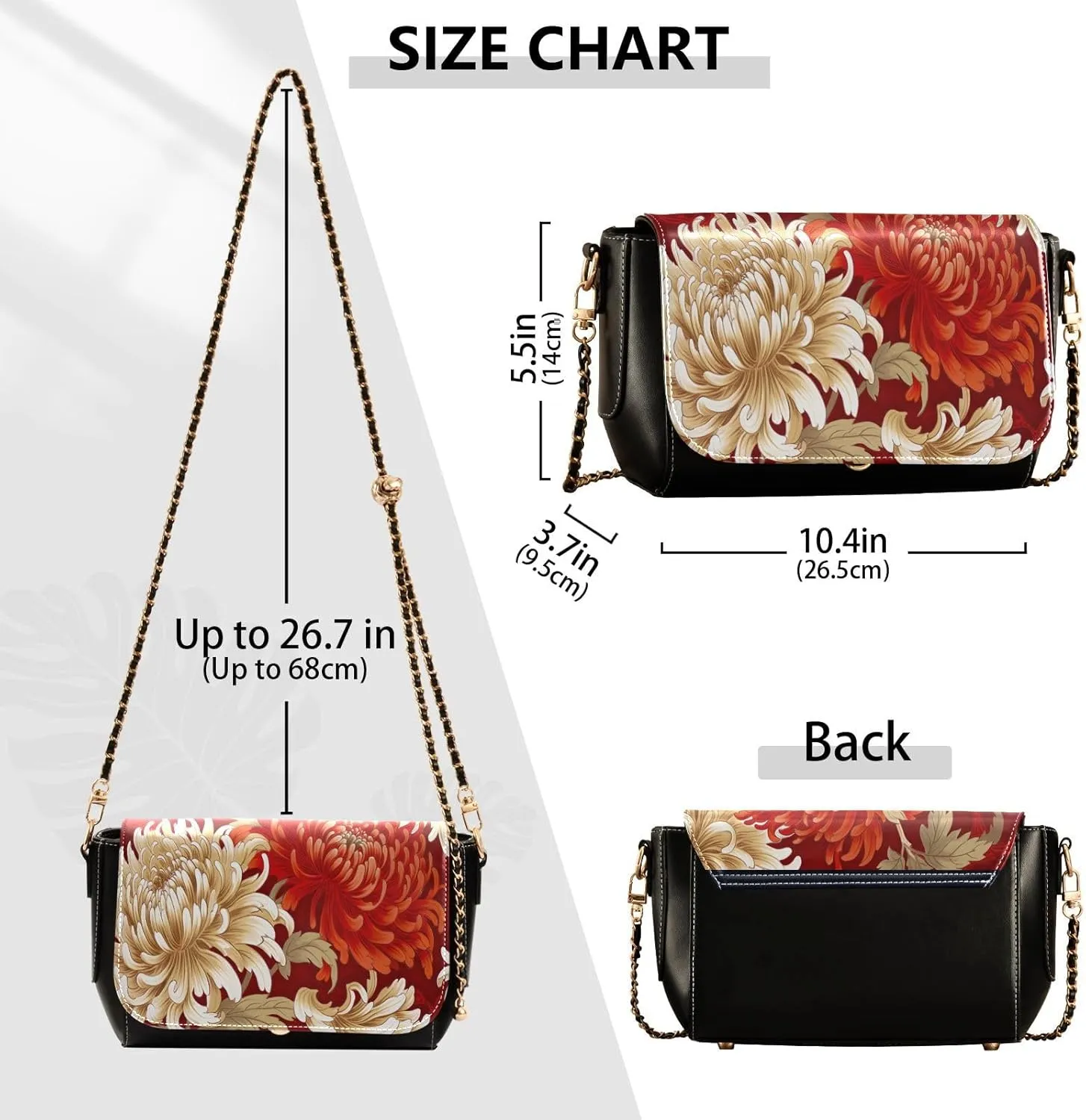 Black Apples on a White Pattern Leather Crossbody Bag, Leather Crossbody Purses for Women Trendy, Leather Ladies Bag