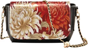Black Apples on a White Pattern Leather Crossbody Bag, Leather Crossbody Purses for Women Trendy, Leather Ladies Bag