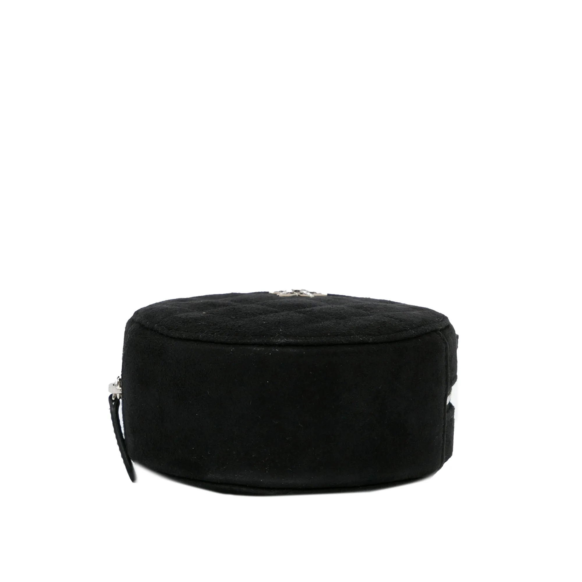 Black Chanel Suede Cocostellar Round Clutch on Chain Crossbody Bag