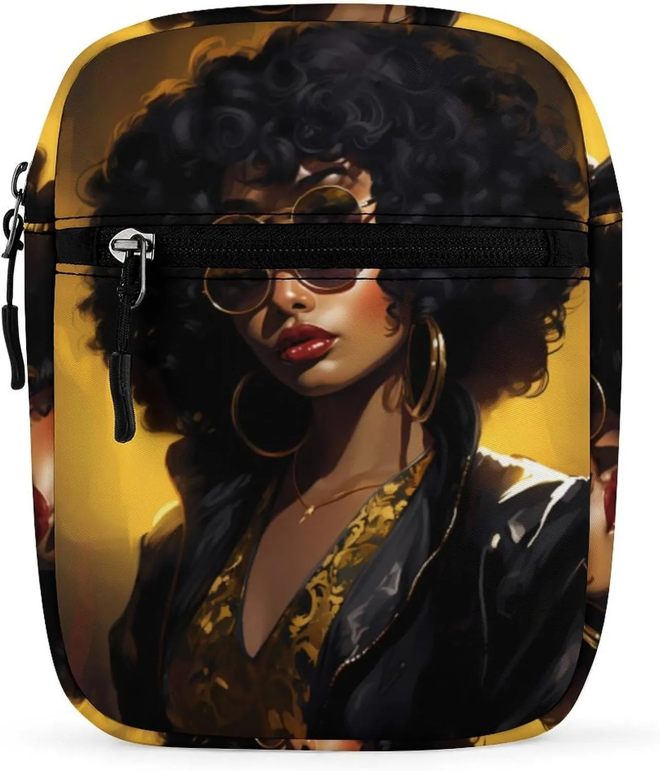 Black Girl Magic Afro Glasses Mini Crossbody Bag Shoulder Bag Small Messenger Bag Unisex