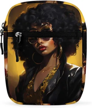 Black Girl Magic Afro Glasses Mini Crossbody Bag Shoulder Bag Small Messenger Bag Unisex