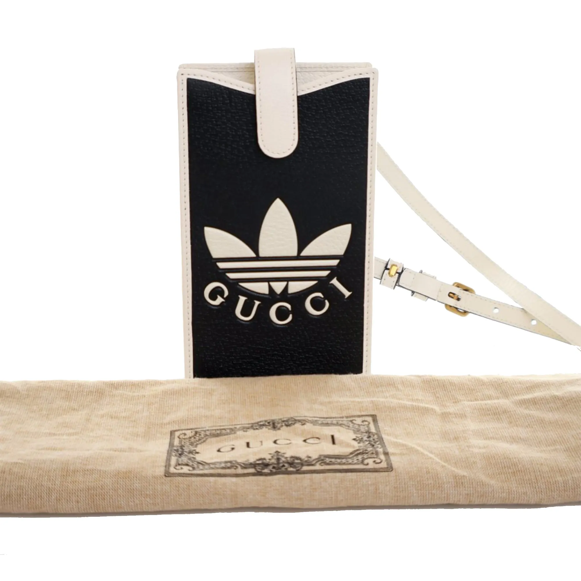 Black Gucci Adidas Leather Phone Case Crossbody