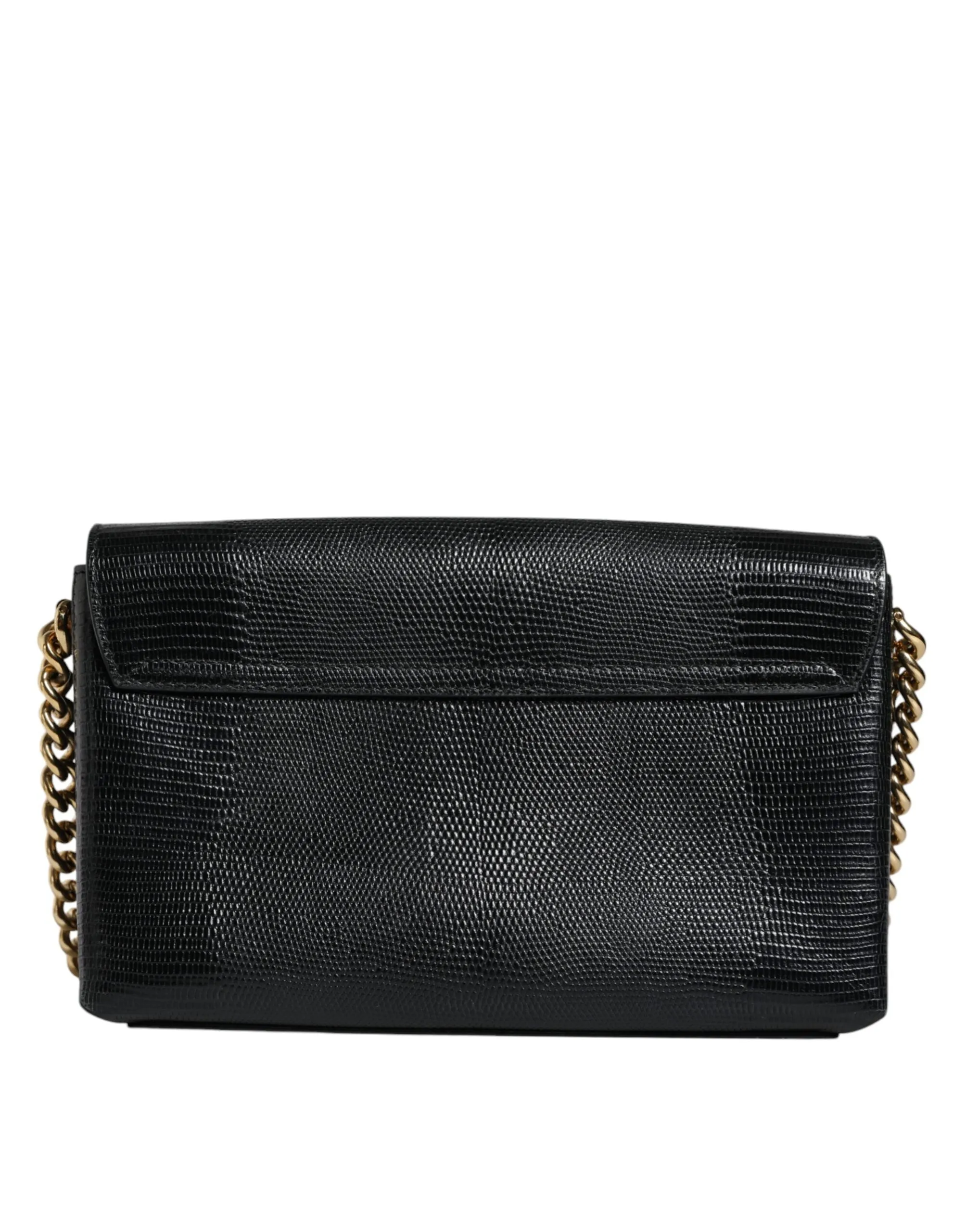 Black Leather DG Millennials Crystal Crossbody Bag