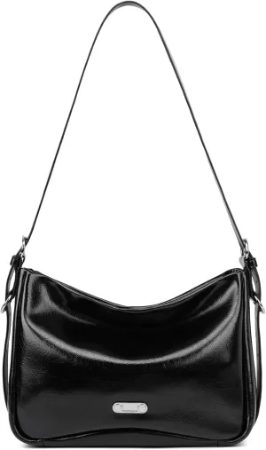 Black Leather Shoulder Purse For Women: Crossbody Bags Small Handbags - Elegant Comfortable for Daughters and Young Girls