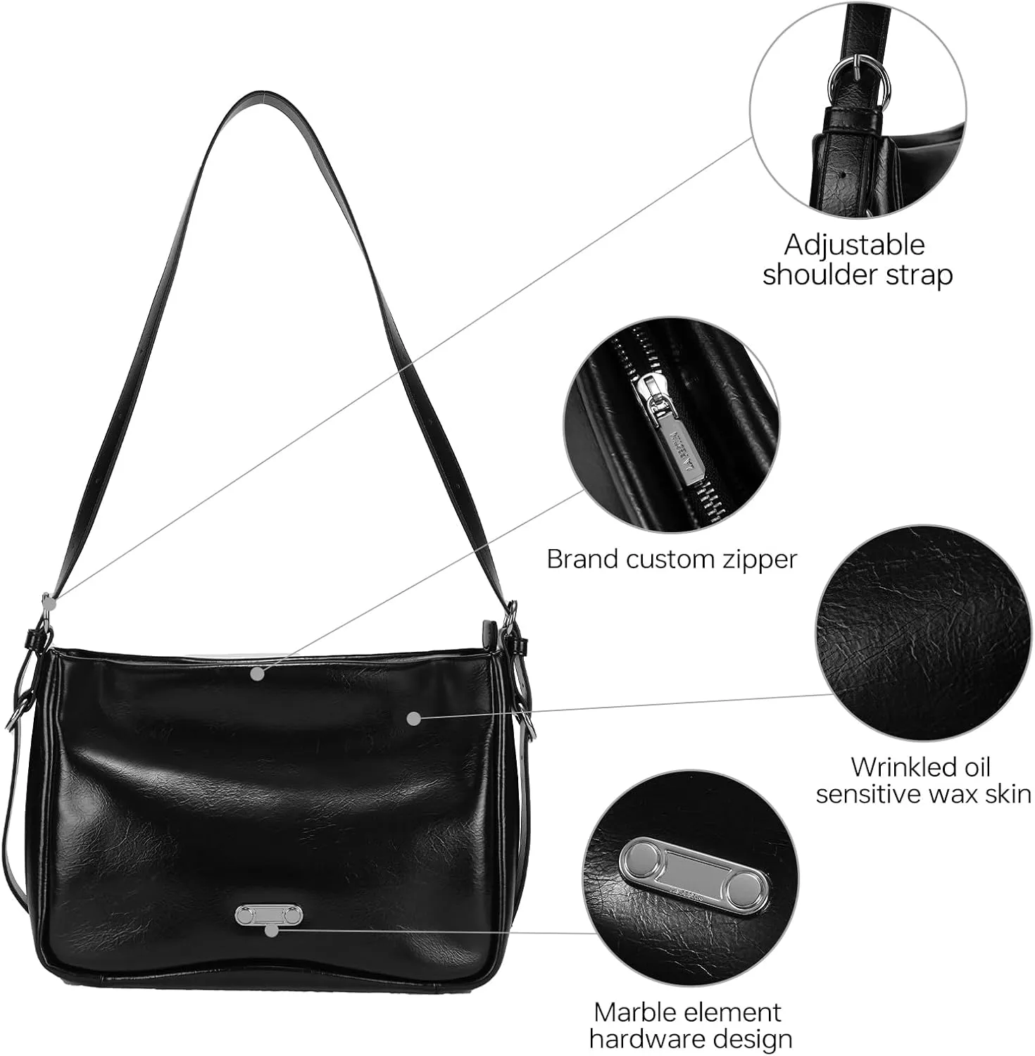 Black Leather Shoulder Purse For Women: Crossbody Bags Small Handbags - Elegant Comfortable for Daughters and Young Girls