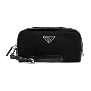 BLACK RE-NYLON AND BRUSHED LEATHER CARRIER