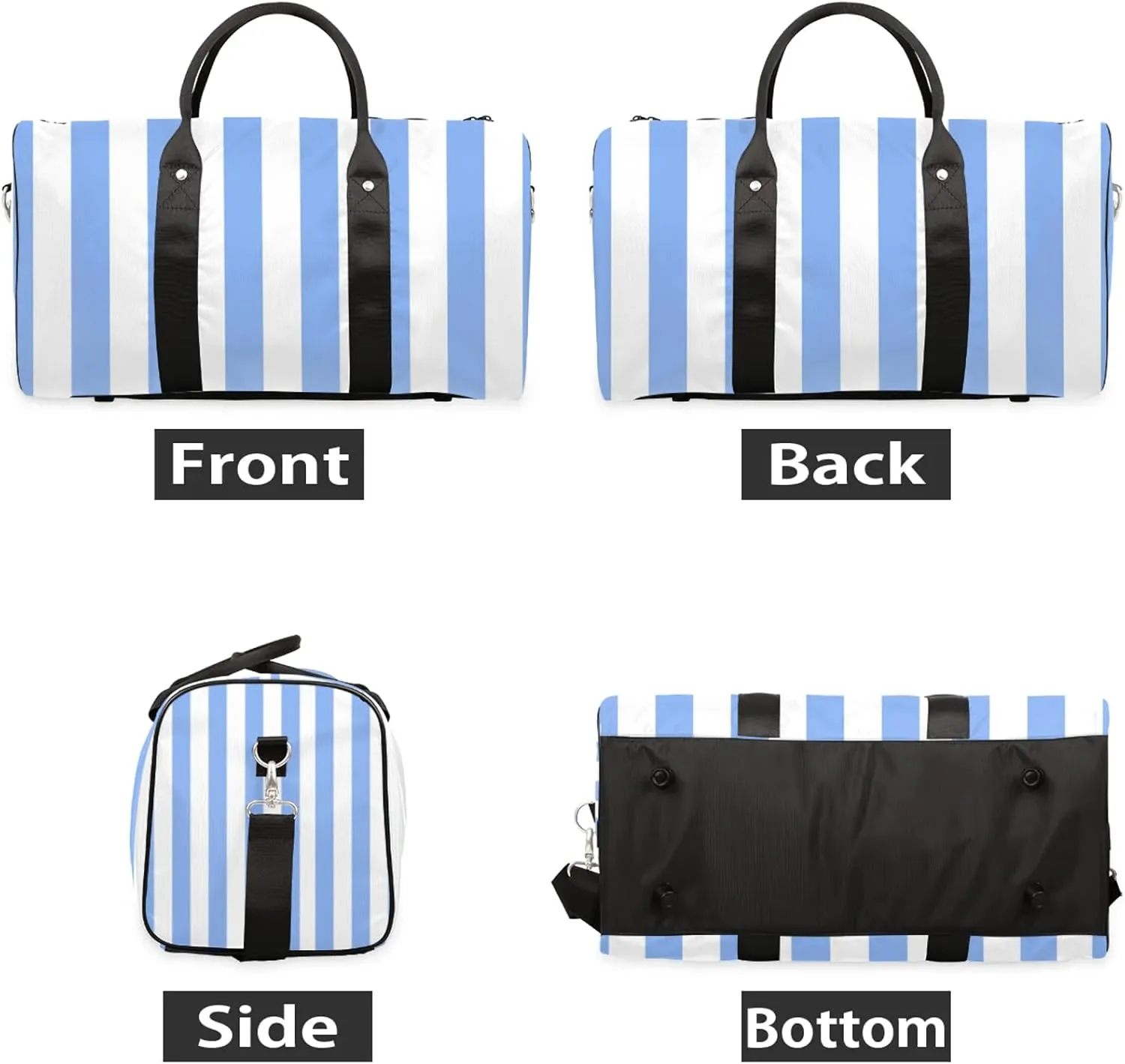 Blue Stripes Travel Duffle Bag for Women Men, Carry On Overnight Bag, Weekend Travel Duffel Tote Bags for Trips Sport Hospital