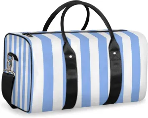 Blue Stripes Travel Duffle Bag for Women Men, Carry On Overnight Bag, Weekend Travel Duffel Tote Bags for Trips Sport Hospital