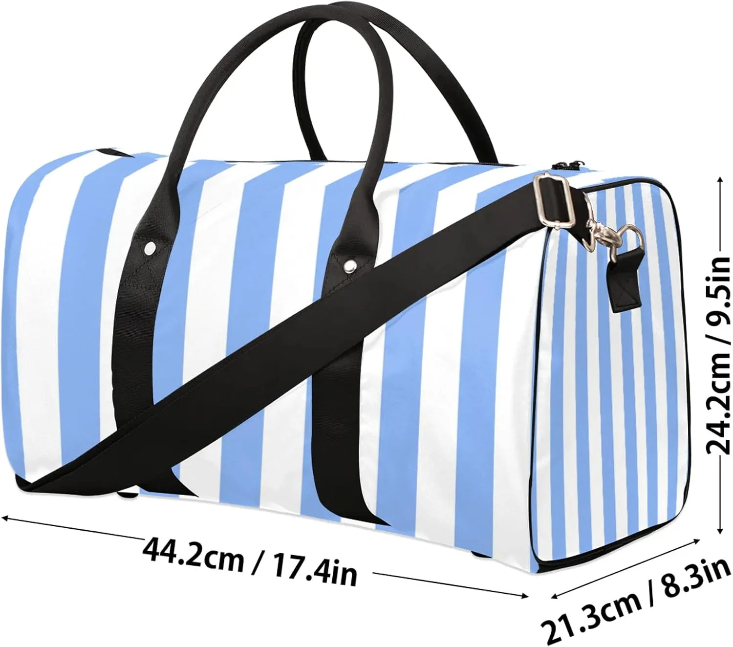Blue Stripes Travel Duffle Bag for Women Men, Carry On Overnight Bag, Weekend Travel Duffel Tote Bags for Trips Sport Hospital