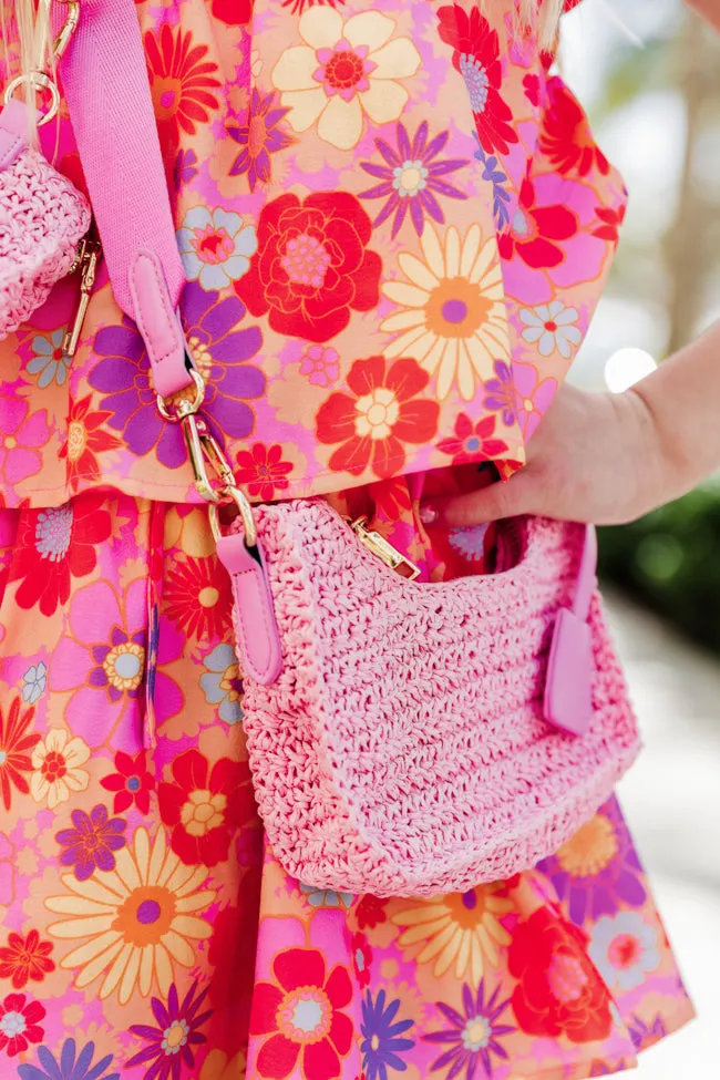 Boardwalk Bay Mini Woven Pink Crossbody FINAL SALE