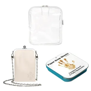 BORSALI White TSA Quart Size Bag Approved for Carry On Travel with Cream Small Crossbody Bag for Women and Paper Soap Sheets 1 Case with 50 Sheets To Go