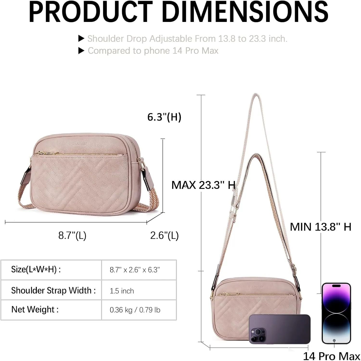 BOSTANTEN Quilted Crossbody Bags for Women Vegan Leather Purses Small Shoulder Handbags with Wide Strap