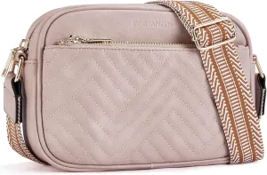 BOSTANTEN Quilted Crossbody Bags for Women Vegan Leather Purses Small Shoulder Handbags with Wide Strap
