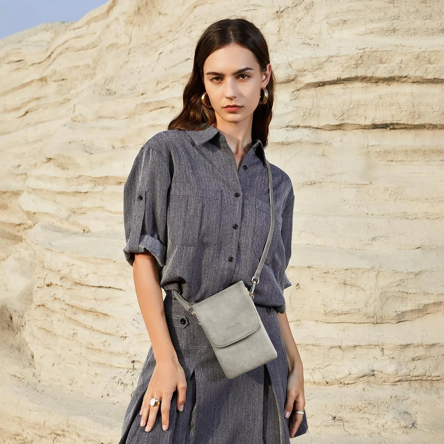BOSTANTEN Vegan Leather Small Crossbody Bags for Women Designer Cell Phone Bag Wallet Purses Adjustable Strap
