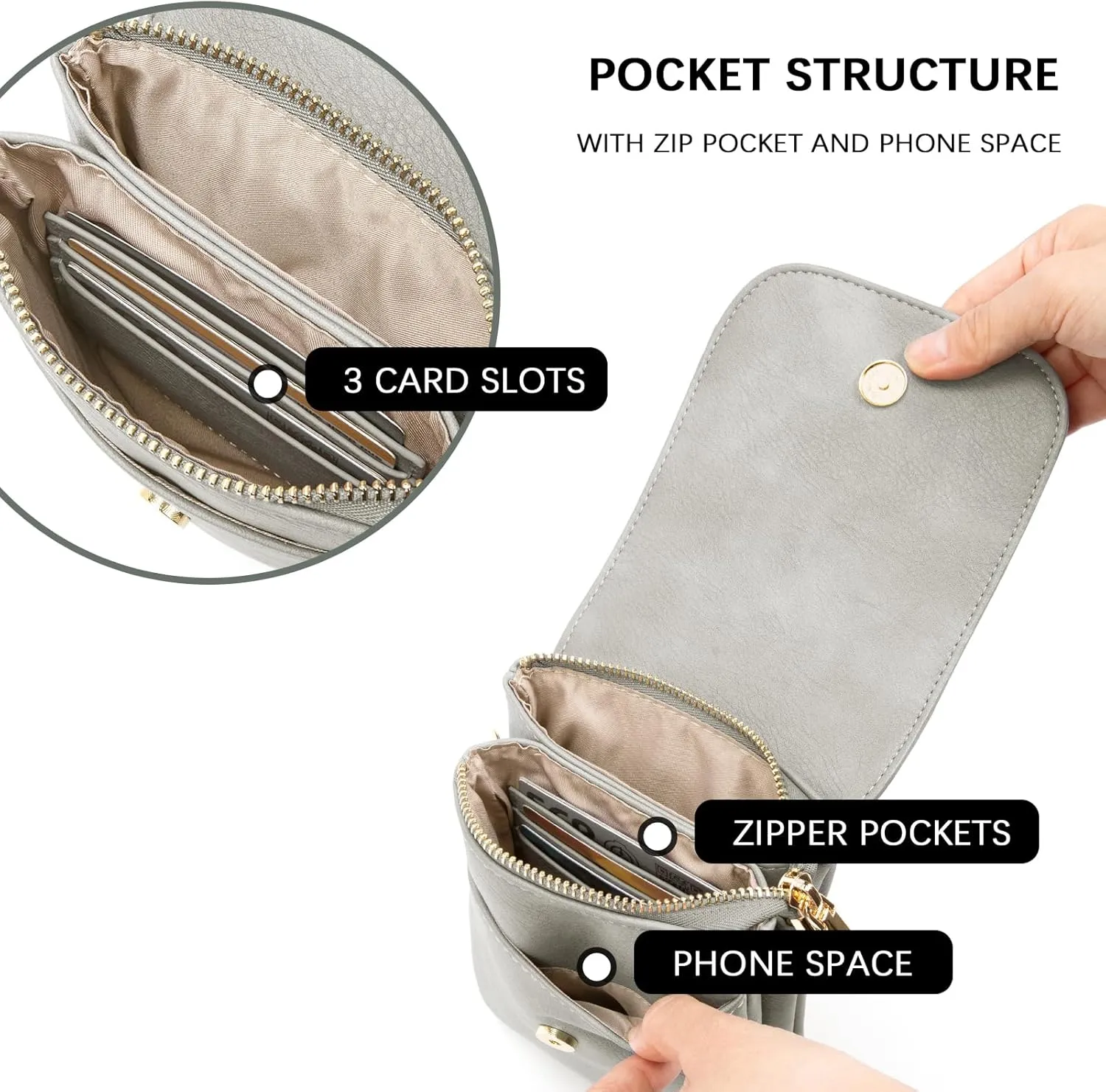 BOSTANTEN Vegan Leather Small Crossbody Bags for Women Designer Cell Phone Bag Wallet Purses Adjustable Strap
