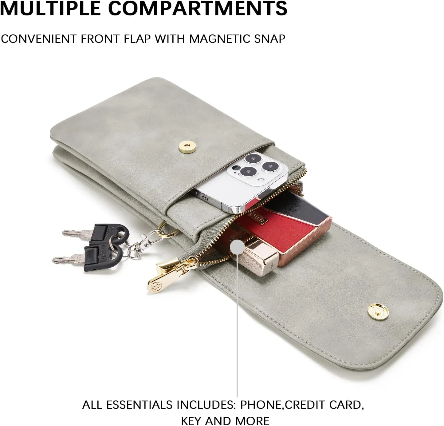 BOSTANTEN Vegan Leather Small Crossbody Bags for Women Designer Cell Phone Bag Wallet Purses Adjustable Strap