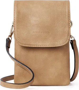 BOSTANTEN Vegan Leather Small Crossbody Bags for Women Designer Cell Phone Bag Wallet Purses Adjustable Strap