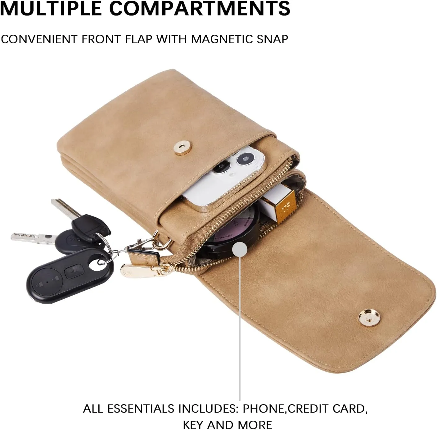 BOSTANTEN Vegan Leather Small Crossbody Bags for Women Designer Cell Phone Bag Wallet Purses Adjustable Strap