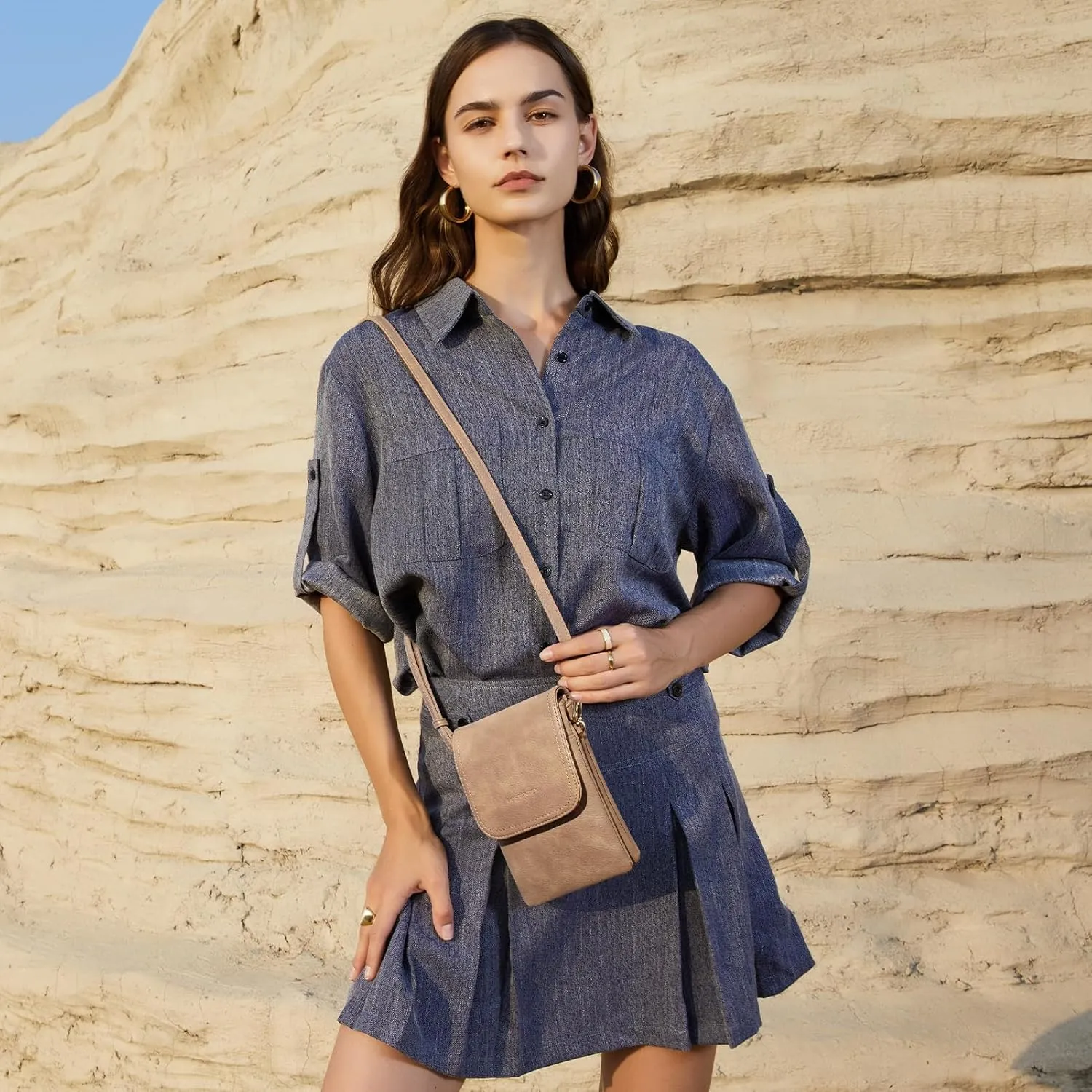 BOSTANTEN Vegan Leather Small Crossbody Bags for Women Designer Cell Phone Bag Wallet Purses Adjustable Strap