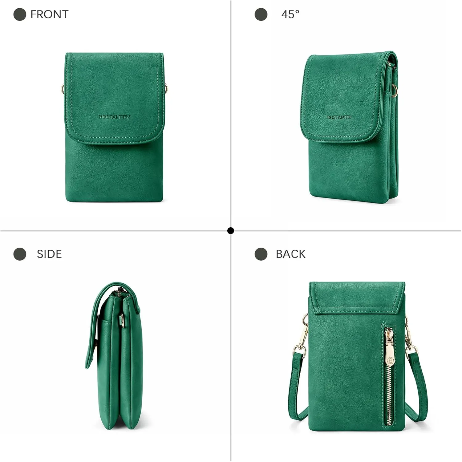 BOSTANTEN Vegan Leather Small Crossbody Bags for Women Designer Cell Phone Bag Wallet Purses Adjustable Strap