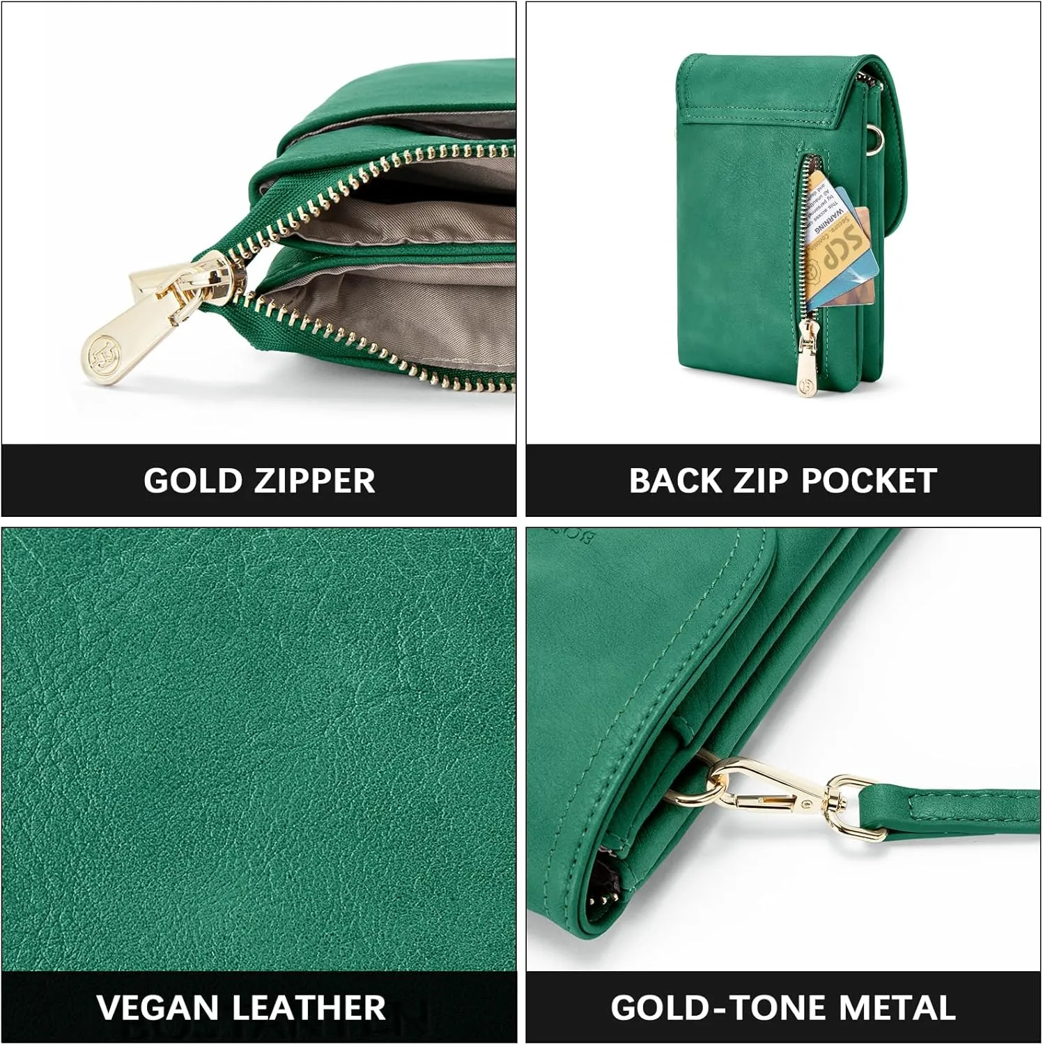 BOSTANTEN Vegan Leather Small Crossbody Bags for Women Designer Cell Phone Bag Wallet Purses Adjustable Strap