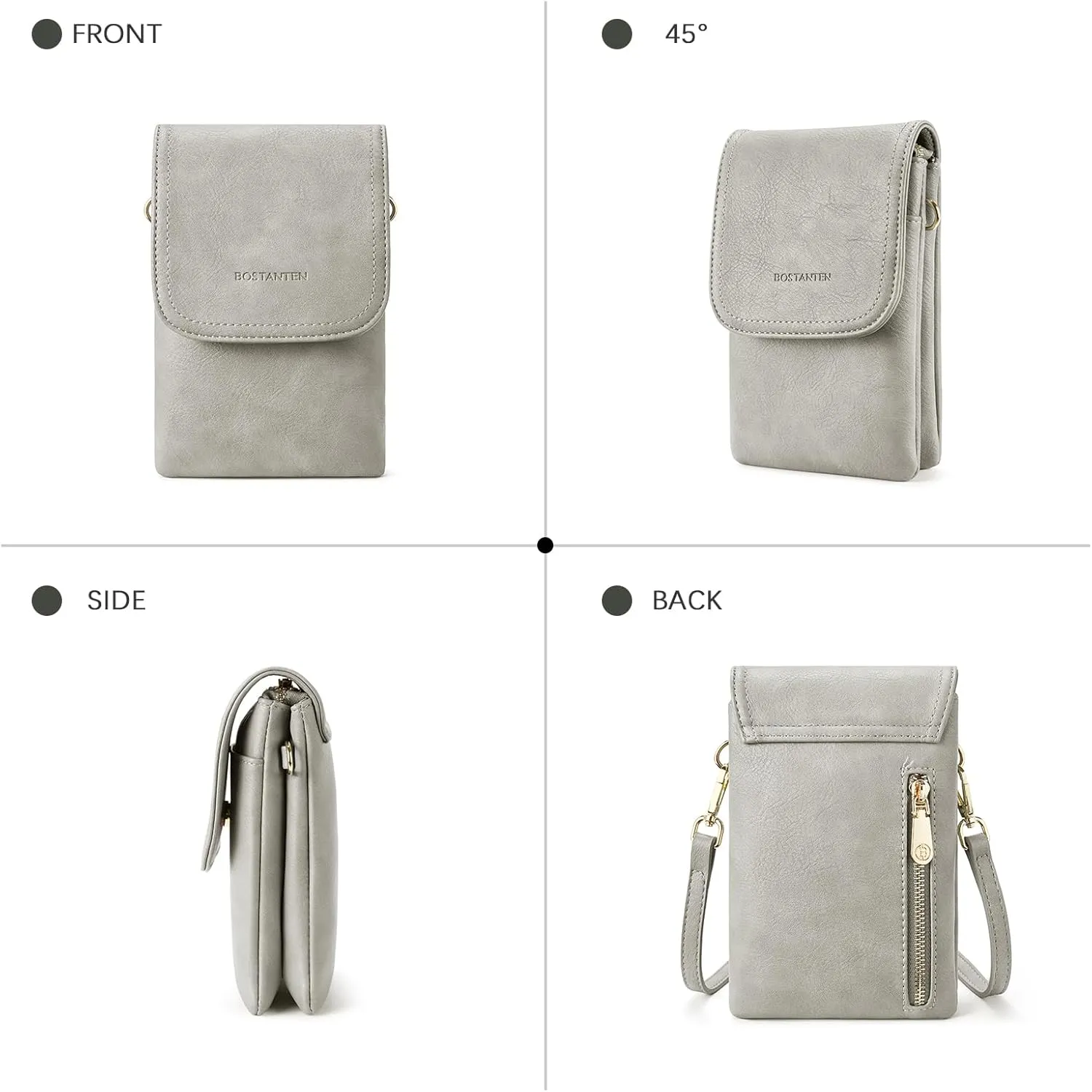 BOSTANTEN Vegan Leather Small Crossbody Bags for Women Designer Cell Phone Bag Wallet Purses Adjustable Strap