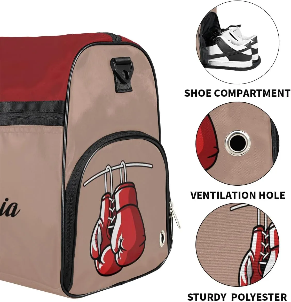Boxing Sports Bag Gym Bag for Adults Personalized Duffel Bag for Men Large luggage Bags for Women Travel Tote Bag Gym Accessories for Men Women