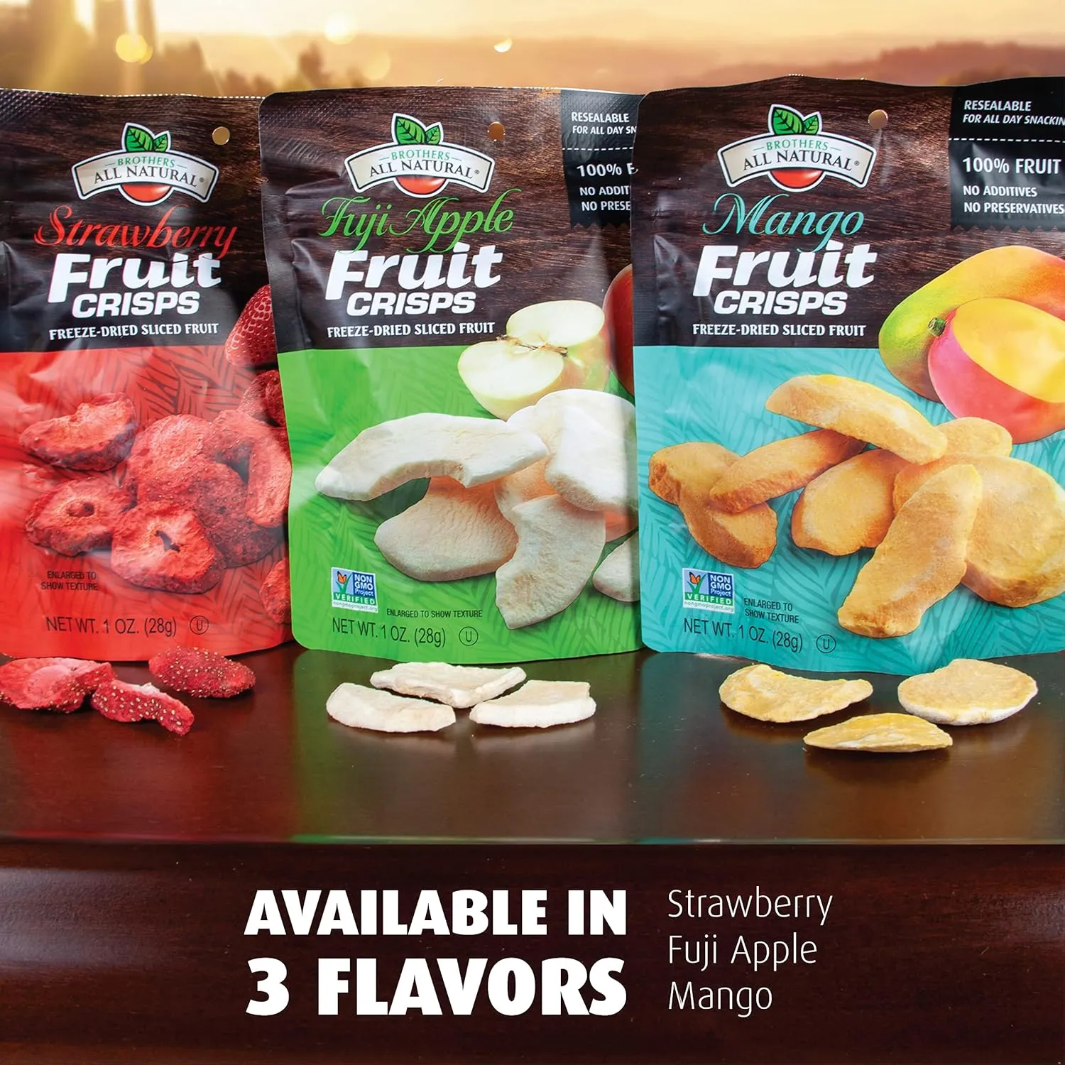 Brothers All Natural Freeze Dried Fruit Crisps, Mango, 1 Oz (Pack of 8), Made with 100% Fruit, Gluten Free, Soy Free, Vegan, Heathy Snack, Resealable Pouch