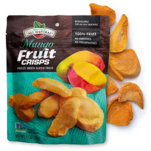 Brothers All Natural Freeze Dried Fruit Crisps, Mango, 1 Oz (Pack of 8), Made with 100% Fruit, Gluten Free, Soy Free, Vegan, Heathy Snack, Resealable Pouch