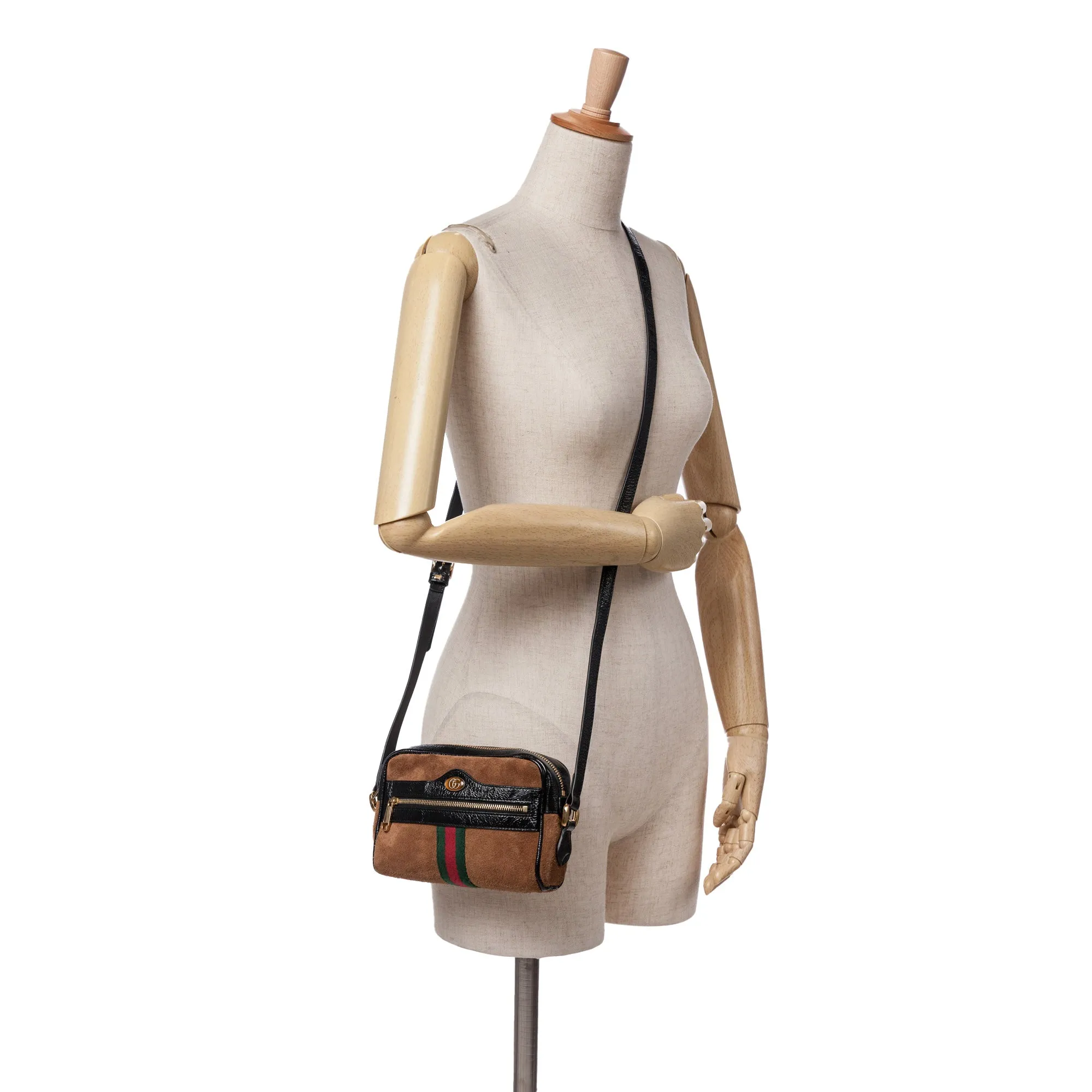 Brown Gucci Mini Suede Ophidia Crossbody
