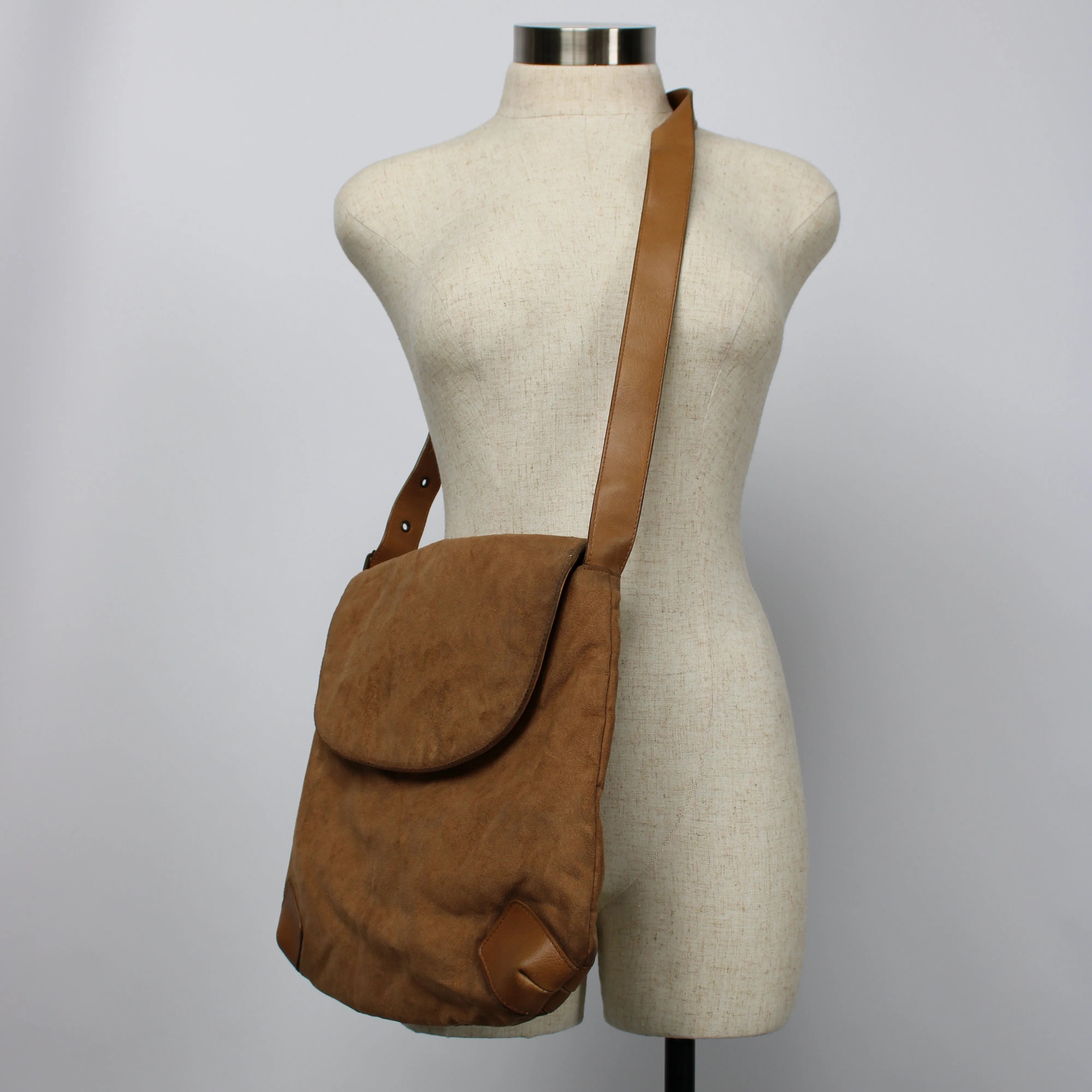 Brown Suede Satchel Crossbody Bag