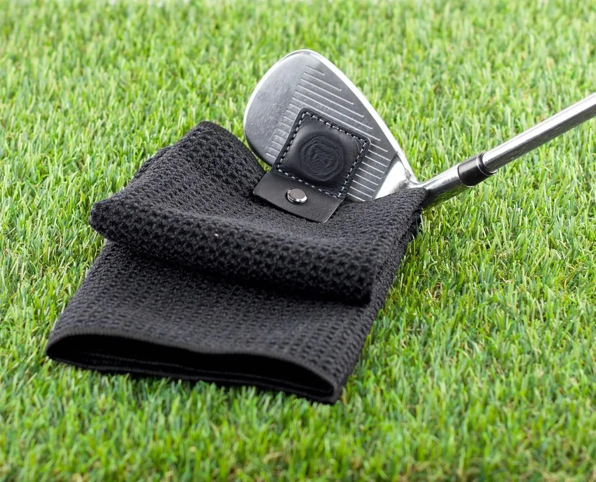 Brute Strength - Magnetic Golf Towel - Black - 2X Microfiber Golf Towel with Deep Waffle Pockets - Golf Accessories - Fitness Towel