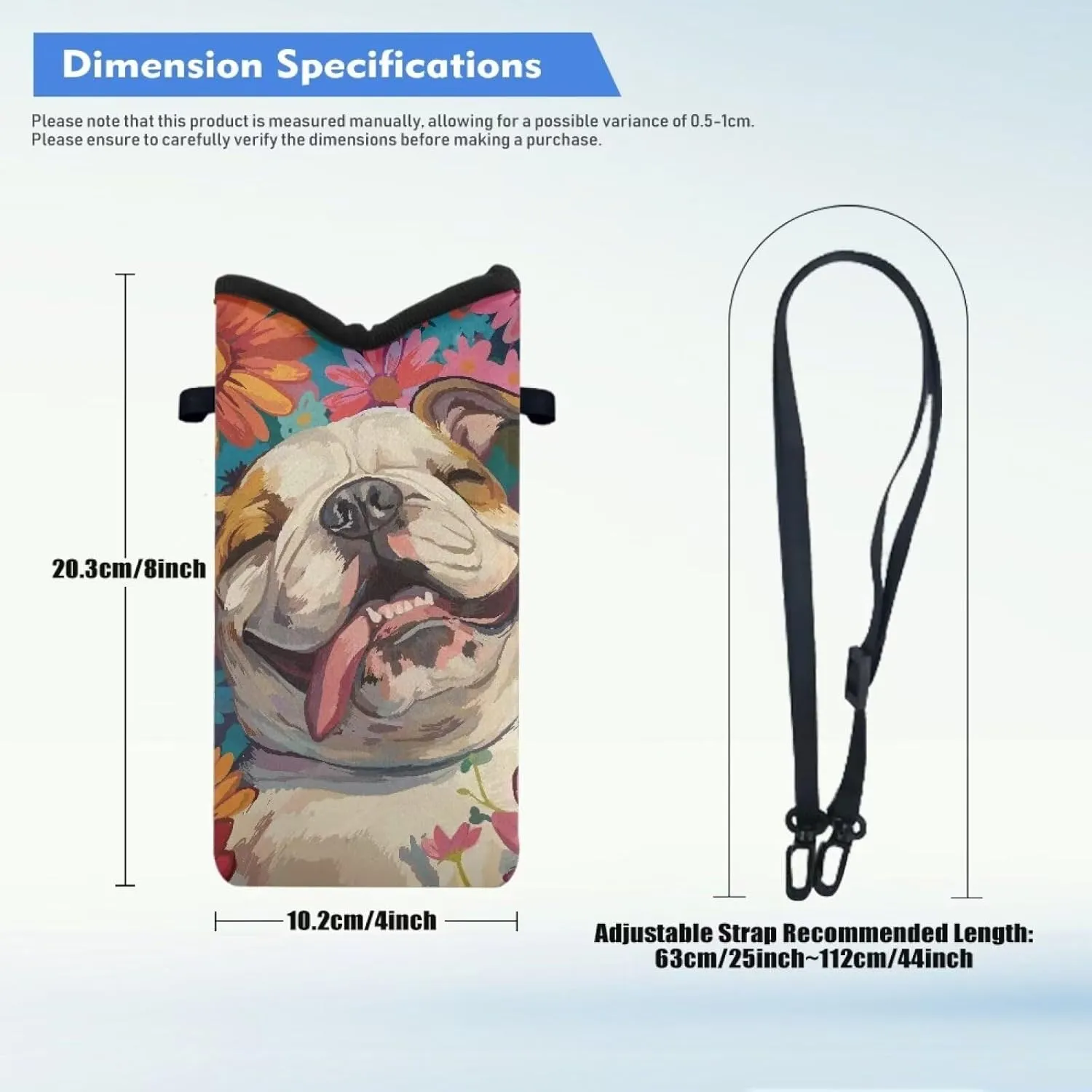 Bulldog Daisy Print Crossbody Bag Compact Cell Phone Shoulder Travel Purse Holder Cell Phone Purse for Women Men with Adjustable Strap Protective Phone Bag