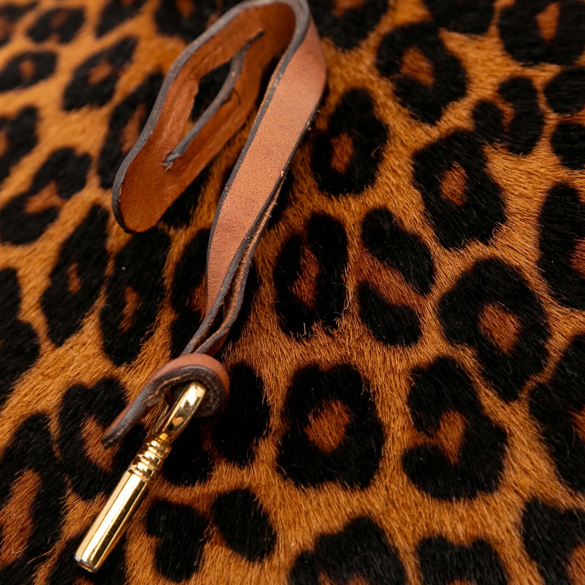 Burberry Leopard Print Pony Hair and House Check Canvas Little Crush Crossbody