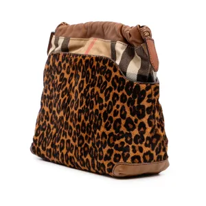Burberry Leopard Print Pony Hair and House Check Canvas Little Crush Crossbody