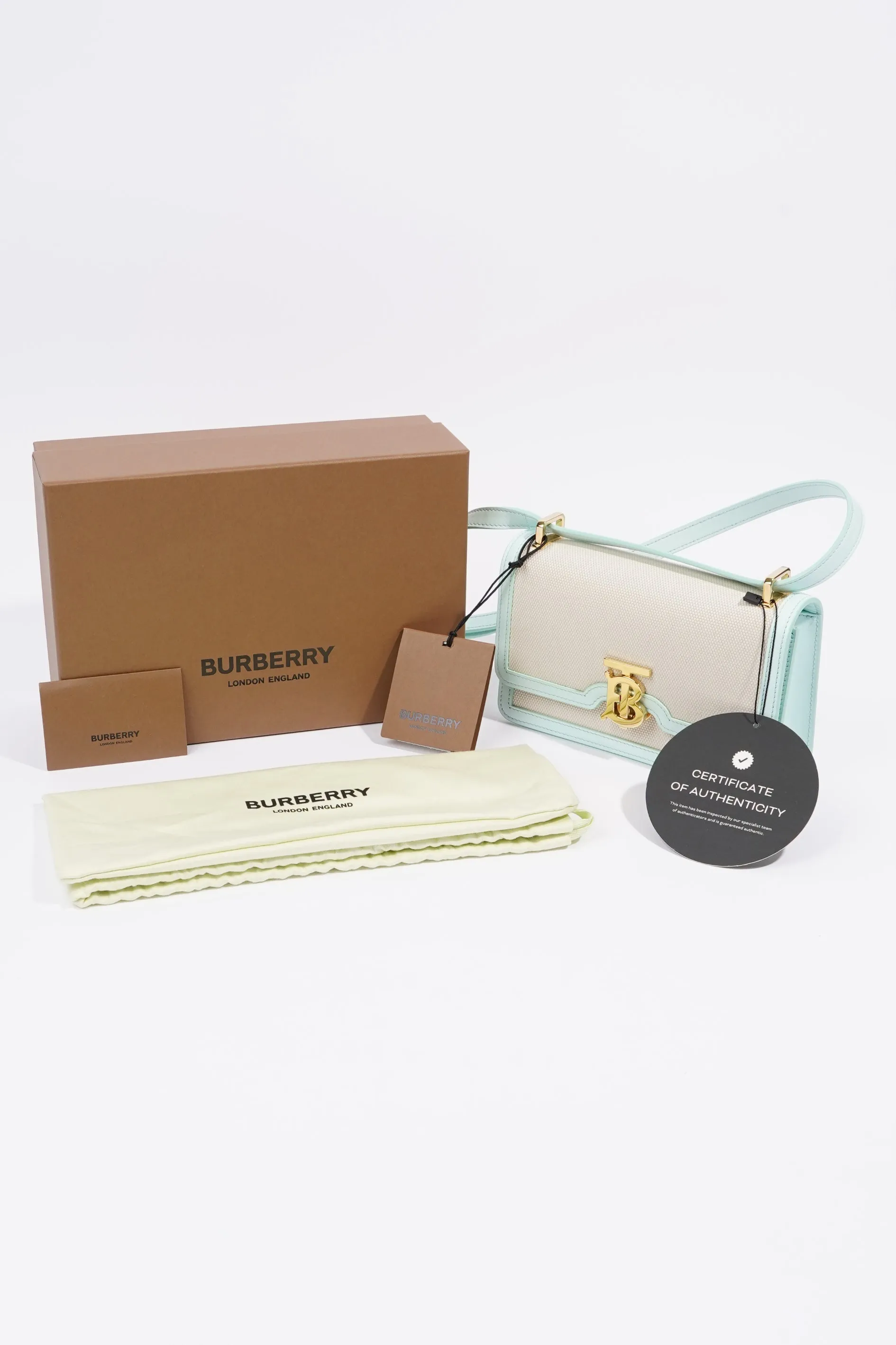Burberry TB Crossbody Bag Cotton / Canvas White / Blue Mini