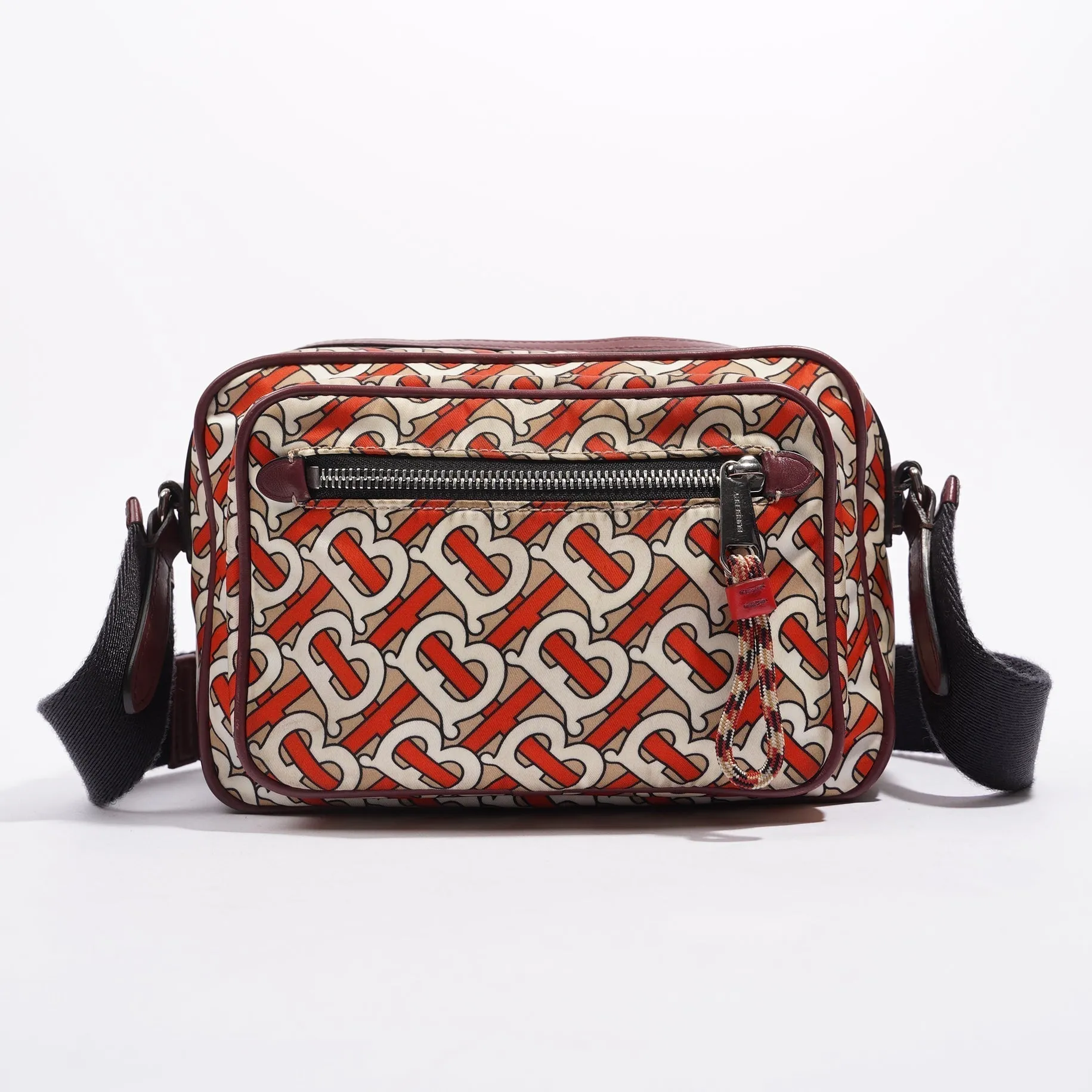 Burberry Womens Crossbody Nylon Bag TB Monogram Orange / Cream