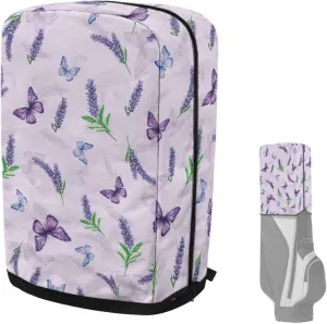Butterfly Lavender Golf Bag Cover Hood Golf Bag Dust Cover for Clubs Protection with Snap Button and Zipper Easy Access One Size Fits All