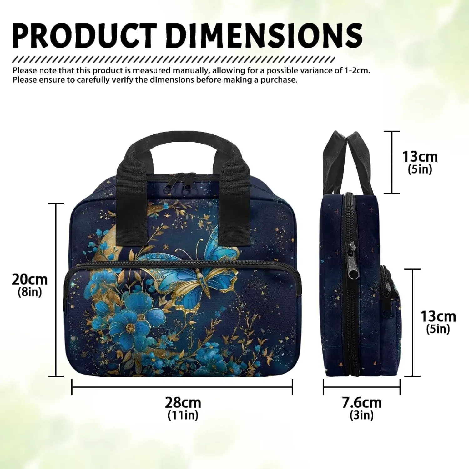 Butterfly Moon Flower Classic Bible Case for Women Bible Cover with Zippered Pockets Stylish Bible Cover Case Large Bible Tote Bag for Book Lovers
