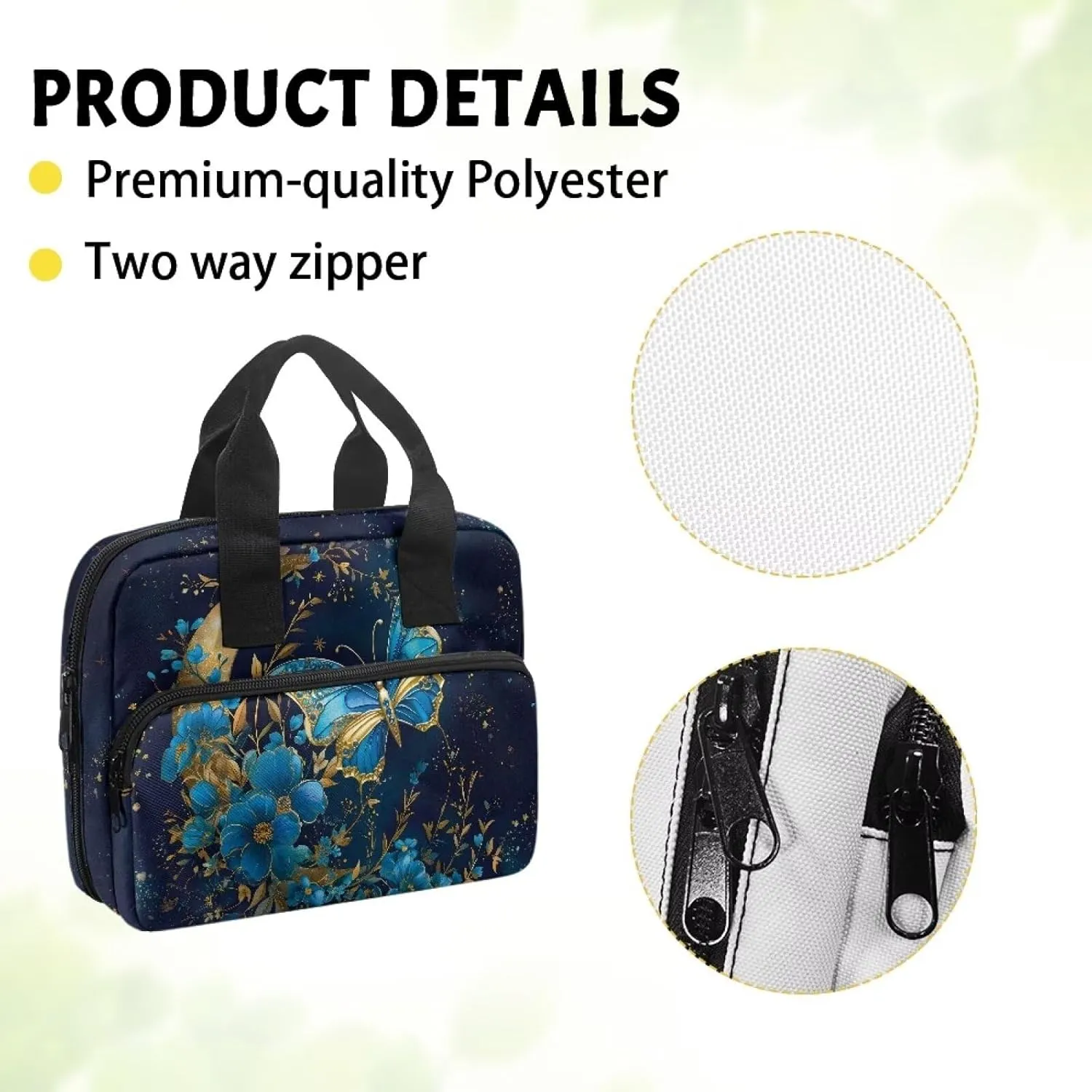 Butterfly Moon Flower Classic Bible Case for Women Bible Cover with Zippered Pockets Stylish Bible Cover Case Large Bible Tote Bag for Book Lovers