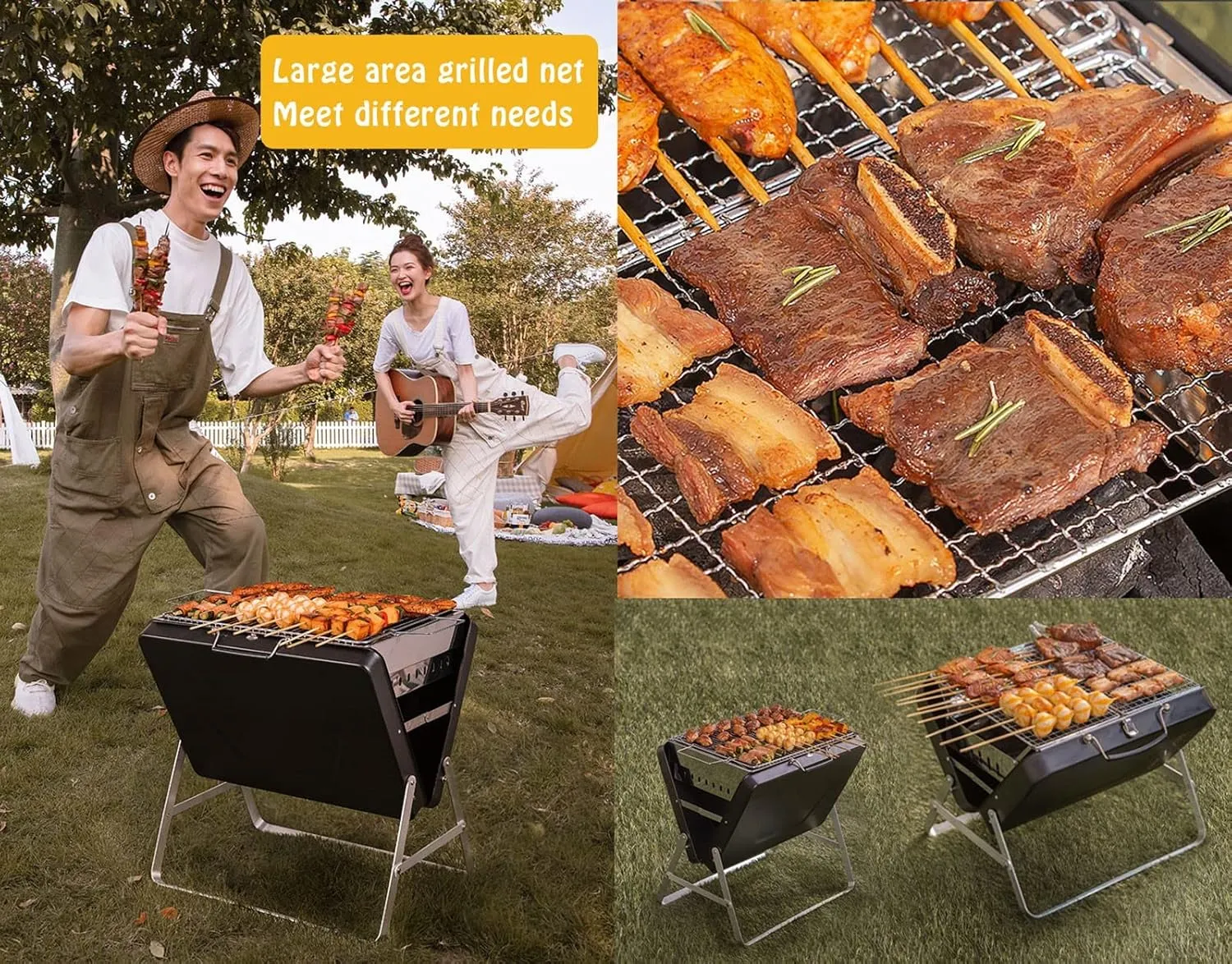 Camping Stove Portable, Camping Burner Foldable, Stainless Steel Charcoal Grill Camp Stove for Backpacking Trips, Picnic, BBQ Party, Easy to Carry, Enjoy a Good Outdoor TimeS