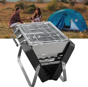 Camping Stove Portable, Camping Burner Foldable, Stainless Steel Charcoal Grill Camp Stove for Backpacking Trips, Picnic, BBQ Party, Easy to Carry, Enjoy a Good Outdoor TimeS