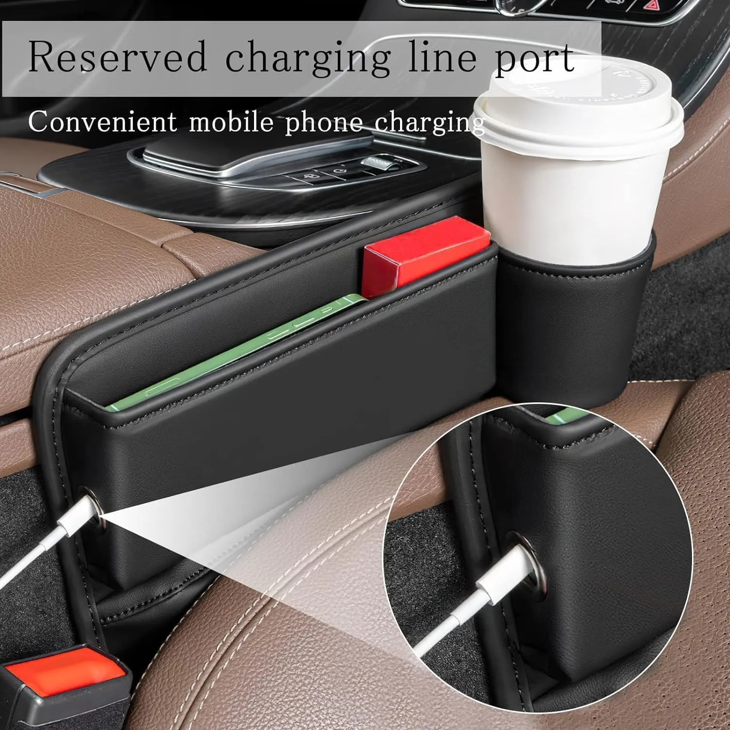 Car Seat Gap Filler Organizer for Mercedes-Benz C-Class All-Terrain 2021 2022 2023 2024, Car Gap Filler Car Seat Storage Box Seat Gap Storage Box Car Accessories,Black
