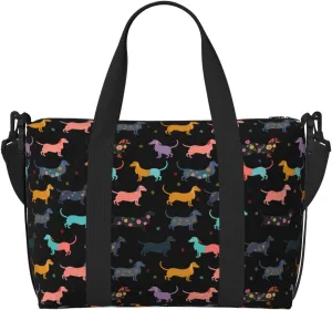 Cartoon Puppy Travel Duffel Bags for Women Men, Sports Training Gym Bag Dance Bag with Adjustable Shoulder Strap Funny Dogs Weekender Overnight Bag