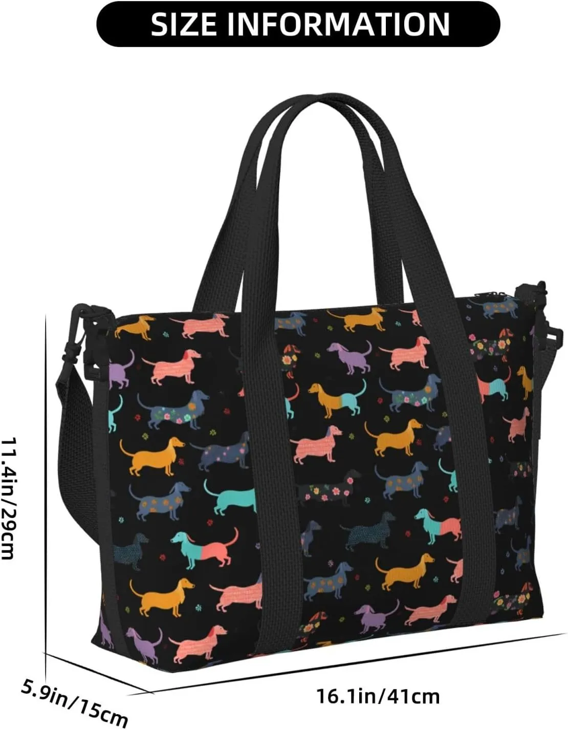 Cartoon Puppy Travel Duffel Bags for Women Men, Sports Training Gym Bag Dance Bag with Adjustable Shoulder Strap Funny Dogs Weekender Overnight Bag