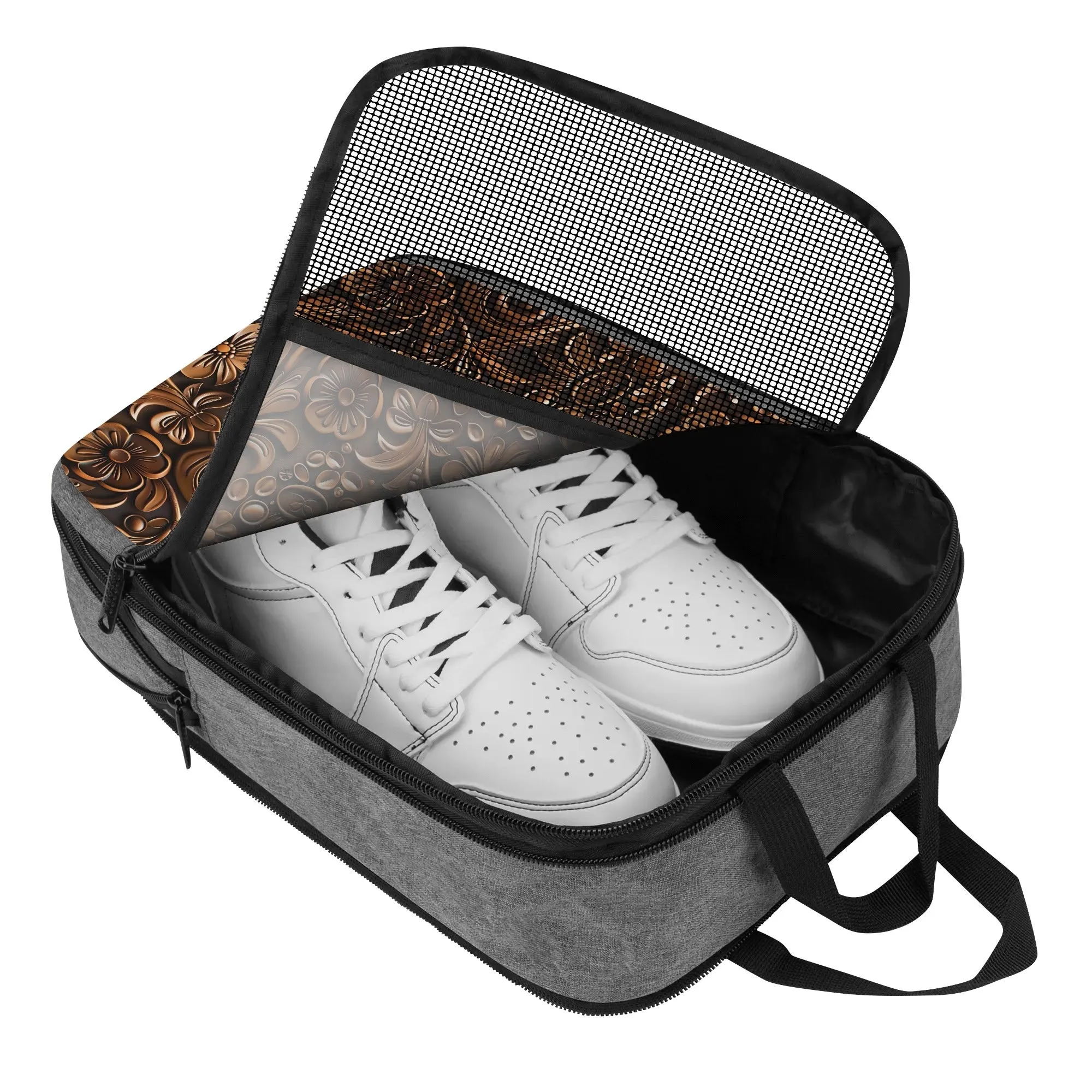 Carved Leather Look - Shoe Bag for Storage or Travel