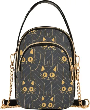 Cat Reflection Crossbody Handbags for Women Casual Leather Shoulder Phone Purse