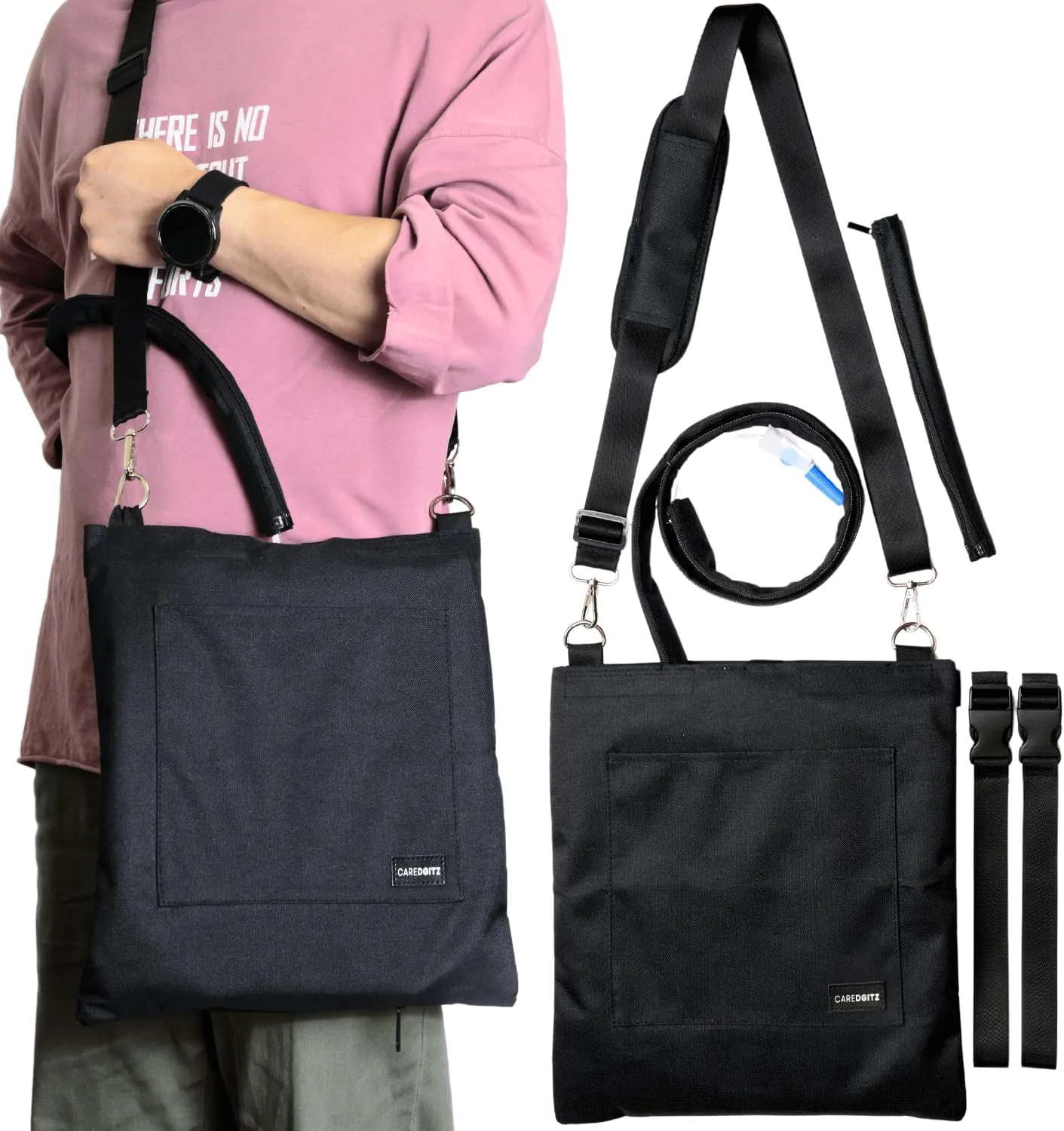 Catheter Bag Holder, Urine Drainage Bag Holder, w/Drain Tube Cover & Adjustable Strap, Foley Catheter Bag Covers, for Privacy & Dignity, w/Straps for Wheelchair, Walker & Bed, up to 4000ML