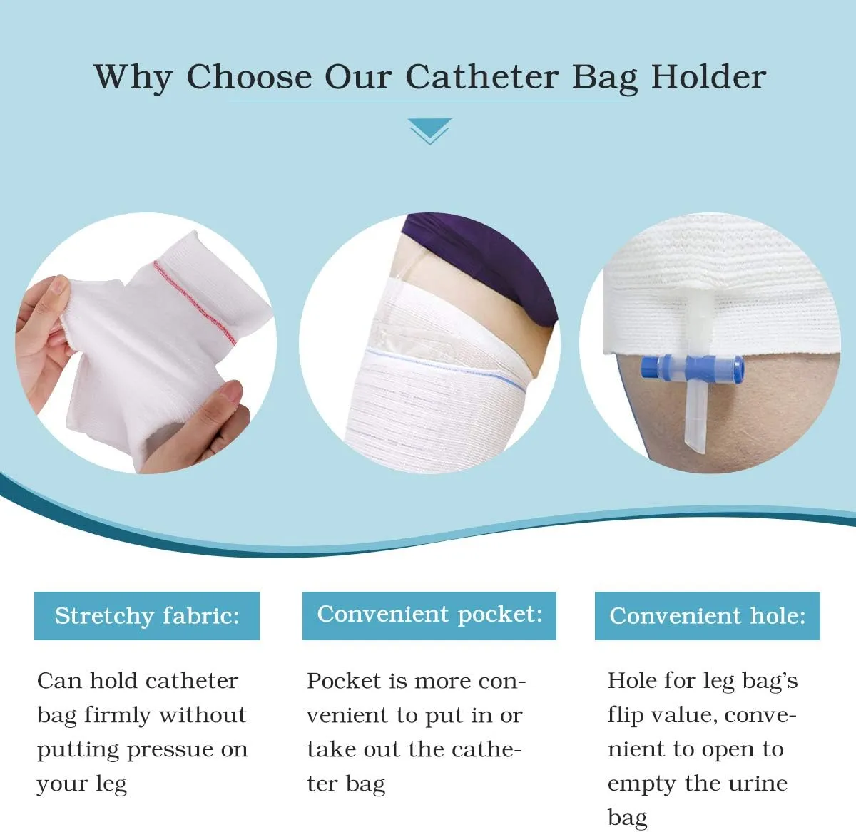 Catheter Leg Bag Holder 4 Count Fabric Catheter Sleeves Urine Leg Bag Holder - Urinary Drainage Bag Stay in Place Urine Bags for Legs Foley Catheter Bag Holder Strap for Men or Women (S-4pack)